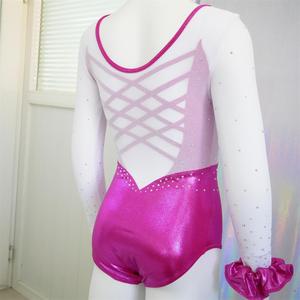 <span class=keywords><strong>Justaucorps</strong></span> métallisé à manches longues pour femmes vêtements de danse vêtements de Performance <span class=keywords><strong>justaucorps</strong></span> combinaison de gymnastique - Product Image 3