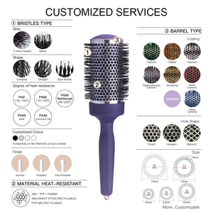 <span class=keywords><strong>Brosse</strong></span> à <span class=keywords><strong>cheveux</strong></span> professionnelle anti-dérapante TPR séchage par soufflage curling style thermique céramique poils de sanglier <span class=keywords><strong>Volume</strong></span> brillant pour salon - Product Image 2