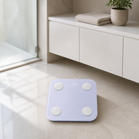 Pèse-personne intelligent Bluetooth avec analyse de la composition corporelle, verre trempé haute résistance, écran LED dissimulé, pour salle de bain et suivi de la forme physique à domicile