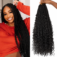 Box Braids Crochet Hair Goddess Boho Pré-bouclés Synthétiques à Pointes Bouclées pour Femmes