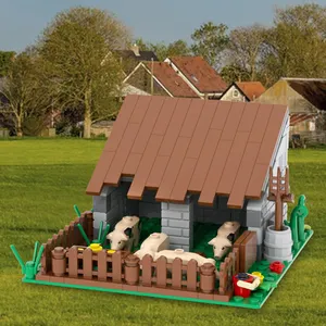 Mox3032 série ferme cochon hangar 196 pièces briques campagne élevage cochons Animal scène bricolage blocs de construction assemblage jouets pour enfants