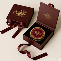 Boîte d'emballage en papier imprimé avec logo personnalisé, boîte à safran vide de 1 gramme, boîte cadeau magnétique pour le safran