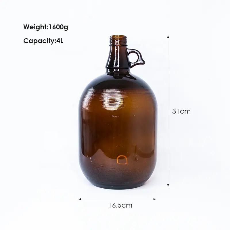 1 Galon 1/2 Galon Amber Gelas Bir Growler Botol Kaca Kendi Fermentasi untuk Bir Kombucha Buatan Rumah