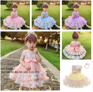 Abito da <span class=keywords><strong>ballo</strong></span> per <span class=keywords><strong>bambina</strong></span> in rete arcobaleno, abito a balze soffice, velo da sposa, abito da damigella d'onore - Product Image 5