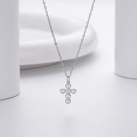 Collier Croix Élégant et Délicat en Argent S925 Yunzhi Christian avec Zircon Cubique Scintillant Plaqué Or 14K pour Femme