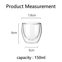 Tasse à double paroi en verre borosilicate haut de gamme, faite à la main, très populaire, pour café, lait, thé, indispensable pour la maison