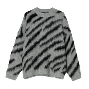 Custom Design Zebra Stripe addensato morbido girocollo Mohair uomo <span class=keywords><strong>maglione</strong></span> Jacquard Mohair <span class=keywords><strong>maglione</strong></span> uomo - Product Image 3