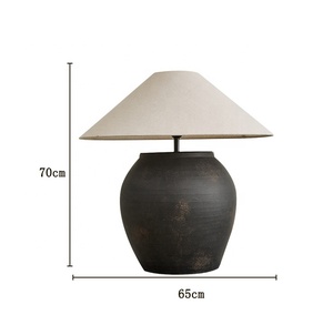 Nuovo arrivo lampada da tavolo in ceramica retrò di grandi dimensioni con paralume in tessuto camera da letto casa comodino vecchia lampada da scrivania - Product Image 6