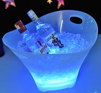Ember Es Batu Akrilik 10L Biru LED dengan Pegangan, Warna & Logo Dapat Disesuaikan, Untuk Pesta