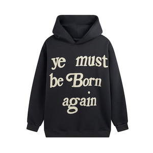 Felpa con Cappuccio a Maniche Lunghe da Uomo Kanye '<span class=keywords><strong>Ye</strong></span> Must Be Born Again' con Stampa 3D in Schiuma, 100% Cotone, Stile Hip Hop, Tinta Unita - Product Image 4