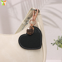 Pendentif Cœur Noir Tendance en Cuir PU Unique avec Porte-clés – En Stock – Décoration Quotidienne pour Sacs à Main – Cadeaux pour Filles