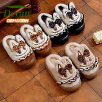 DERAN OEM hiver moelleux coton chaussures pantoufle personnalisée pantoufles floues Animal en peluche labubu peluche maison diapositives intérieur chaud femmes chaussures