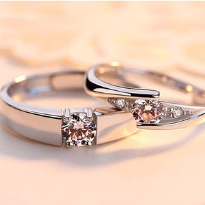 Anelli regolabili per matrimoni all'ingrosso per uomini e donne gioielleria raffinata 2 pz/set anelli di promessa per le coppie - Product Image 5