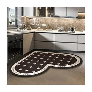 Tapis de sol de cuisine en forme de coeur facile à nettoyer blanchisserie ferme balcon tapis de cuisine antidérapant coussin de tapis amical pour animaux de compagnie