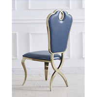 Chaise de salle à manger de luxe pour mariage, structure en acier inoxydable, siège en cuir PU, chaise de banquet moderne pour la maison et l'hôtel