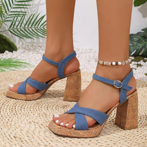 Sandalias de Estilo Moderno para Verano, con Punta Francesa, Tacón Bajo y Lazo, Tacones Altos para Mujer - Product Image 3