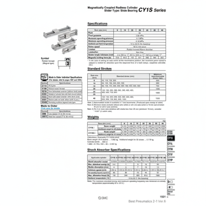 Cilindro sin vástago SMC Pneumatics, piezas neumáticas de - Product Image 1