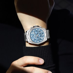 Montre chronographe REWARD RD812052M pour homme, quartz bleu glace, étanche 3 ATM, lumineuse, bracelet en acier inoxydable 22 mm, mode/affaires - Product Image 6