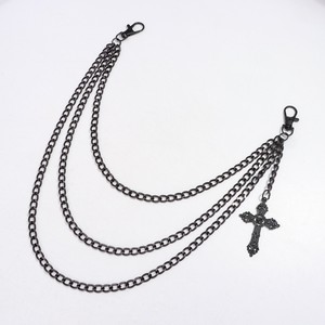 จี้รูปกางเขนแบบโซ่คาดเอว หลายชั้น โลหะผสมสังกะสีสีดำ สไตล์ฮิปฮอป สำหรับใส่ทุกวัน - Product Image 5
