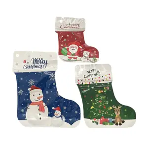 2023 Hot Christmas festival santa claus festive atmosphere pouches sock shape plastic packaging bags