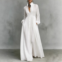 Robe longue décontractée sans col taille haute pour femme, style été