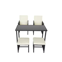 Ensemble de 5 pièces de mobilier de jardin en osier pour repas et événements en extérieur, comprenant table et chaises