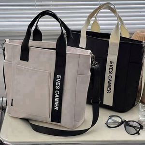 Sac fourre-tout élégant et imperméable en toile, nouveau design, simple, polyvalent, à porter à l'épaule, en nylon, pour l'école, les livres, le déjeuner, été, automne - Product Image 2