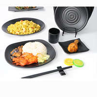 Assiettes à dîner noires japonaises modernes avec logo personnalisé gratuit vaisselle en mélamine incassable de haute qualité ventes directes d'usine