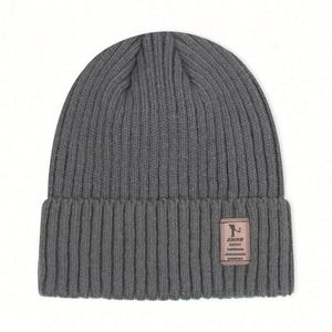 Bonnet tricoté personnalisé avec logo d'usine, couleur unie, pour homme, doublé polaire, pour l'hiver, avec protection des oreilles, idéal pour le cyclisme - Product Image 4