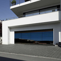 Porte de garage sectionnelle automatique en verre trempé sans cadre, à vue complète, pour villa moderne