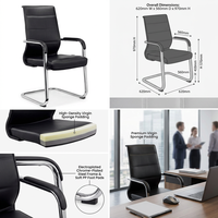 Chaise de conférence moderne YZ en PU noir, fauteuil de bureau exécutif, base cantilever tubulaire chromée, structure métallique pour salle de réunion