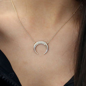 <span class=keywords><strong>Collier</strong></span> en forme de croissant de <span class=keywords><strong>lune</strong></span>, bijoux en argent Gemnel, micro pavé CZ, vente en gros, mode 925 - Product Image 5