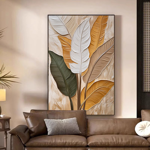 Tableau mural 3D sur toile texturée en métal doré, style luxe moderne, fait main, sur mesure, extra large, portrait sans cadre pour chambre à coucher - Product Image 1