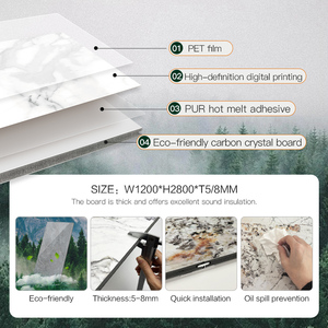 Tianan Pet Panel tường PVC đá cẩm thạch tre than không có kích thích mùi liên tục mô hình thiết kế PVC tường đá cẩm thạch Bảng điều khiển cho khách sạn - Product Image 4