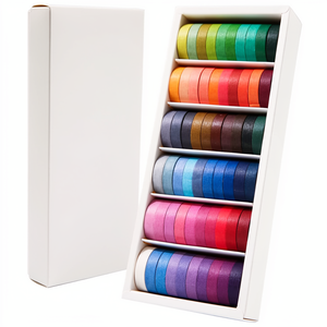 Ensemble de rubans adhésifs de couleur arc-en-ciel, ruban washi, rouleau de papier crépon pour travaux manuels, dessin et décoration de fête - Product Image 1