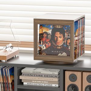 360 độ xoay Vinyl ghi lưu trữ thùng có thể nhìn thấy xoay bằng gỗ tổ chức hiển thị trường hợp cho năm mươi cộng với album sách - Product Image 2
