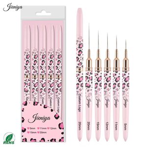 Pinceaux à liner en nylon/kolinsky personnalisés de plusieurs tailles, <span class=keywords><strong>extra</strong></span> fins, à imprimé léopard rose, pour le nail art - Product Image 2