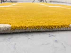 Yellow and White Color Modern Hand-<b>Tufted</b> 100% Wool Handmade Area <b>Rugs</b> Minimalist <b>Rug</b> for Living Room Office - Product Image 5