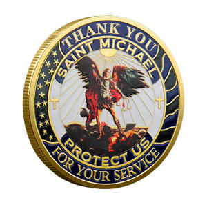Gedenkmünze aus Zinklegierung mit Heiliger-Michael-Motiv, zwei Farbvarianten, Engelsmuster, Abzeichen-Element, DANKE - Product Image 2