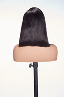 Perruque Bob Courte Droite en Cheveux Humains Vierges Brésiliens, Pré-Pluckée et Pré-Coupée, Sans Colle, avec Dentelle HD 13x4 pour Femmes