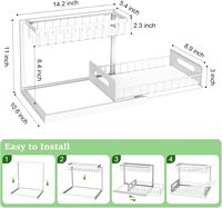 CF Armoire coulissante en acier allié à 2 niveaux Évier coulissant Salle de bain Sous l'évier Rangement Cuisine Organisateur Salle de bain Étagère de rangement