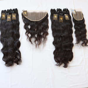 Vente en gros Extensions de cheveux humains bruts tissés au temple indien Curly Deep Wave Lace Frontal avec HD Swiss Lace Closure - Product Image 2
