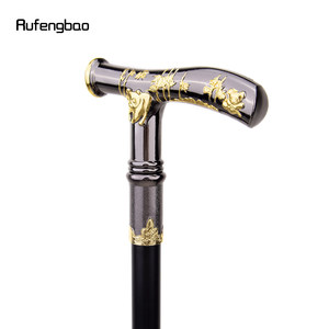 Canne de marche créative en acier au carbone Rufengbao Black Gold Panda Script, Sceptre de gentleman pour Escape Room - Product Image 4
