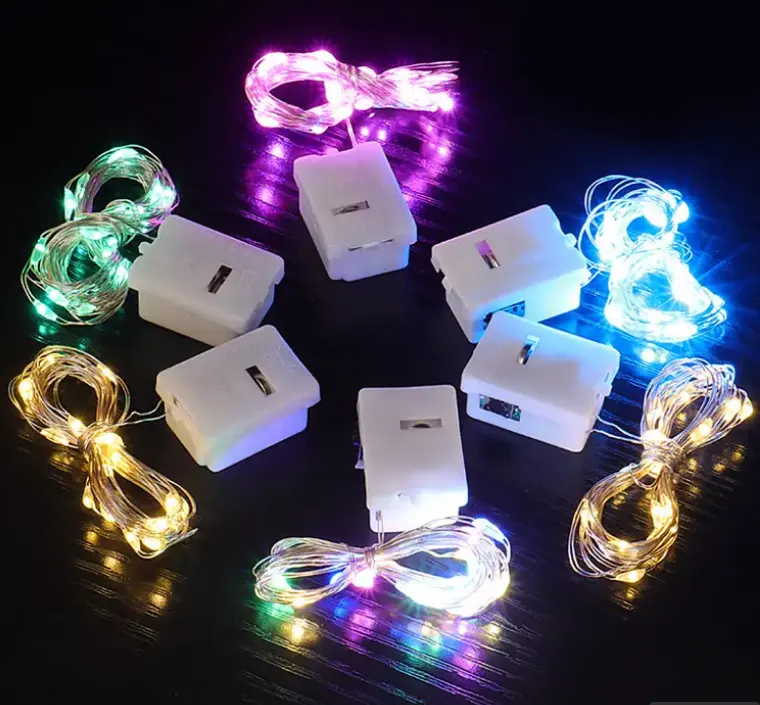 Luce natalizia 3-funzione pulsante lampeggiante scatola batteria luci seriali Decorative Led filo di rame stringa di luce