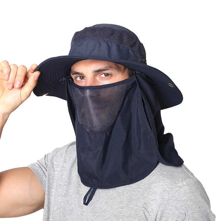 Chapeau De Pêche Homme UPF50+ - À Séchage Rapide - Rabat Cou Amovible - Respirant - Pour Rando, Camping