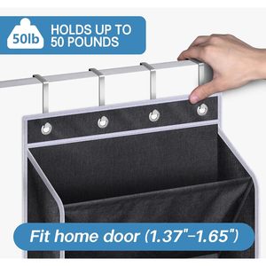 Over The Door Shoe Rack 20 Pairs Hanging Organizer For Closet Storage Boots Sneakers <b>Black</b> - Product Image 5