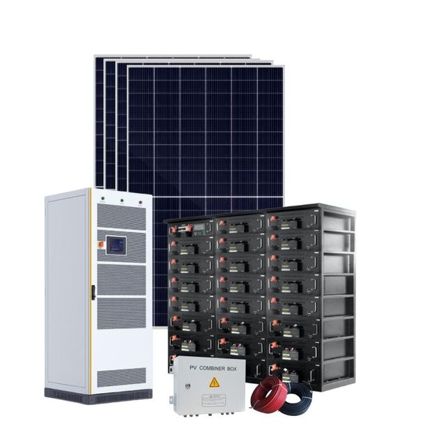 Hybrid 100Kw to 200Kw Industrial Complete Solar Power System Kit Off-Grid with Lithium Ion 200kWh Storage Set MPPT Controller