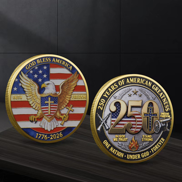 28 Designs Commemorative Souvenir Coin US 250th Anniversary Liberty Bell Bald Eagle Multi Element Color Painting Craft