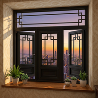 Fenêtre en alliage d'aluminium de style chinois ancien de luxe, à vitrage Low-E, isolante thermiquement, certifiée Energy Star, pour chambre et extérieur
