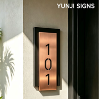 Plaque de porte personnalisée en acier inoxydable brossé, étanche IP65, pour montage mural extérieur, numéro de maison pour magasins, entreprises, parcs, hôtels